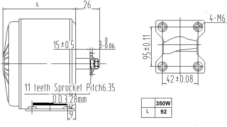 24V36V 350W Electric Cart Engine Kit Electric Motocross Bike Replacement Kit Electric Gokart Minibike 25H Chain Drive Engine Kit (24V Pedal kit)