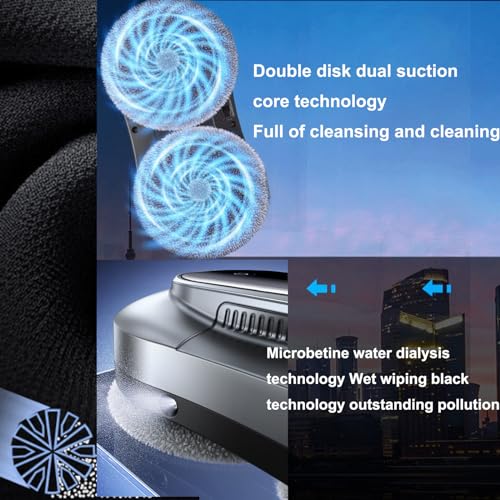 emobwdy 80w Window Cleaner Robot | 2800pa Smart Robotic Window Cleaner W/Auto Four Water Spray/10 Clean Cloth/Remote Control,Vacuum Robotic Robot For High Windows Ceiling,White - Image 6