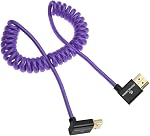 Alvin's Cables HDMI 2.1 Cable 8K 8K@60Hz 4K@120Hz High Speed Braided Spiral Cable for Atomos Ninja, Feelworld, Sony FS5 FS7 FX9,BMPCC,Canon C300 C500,Left to High Angle Purple