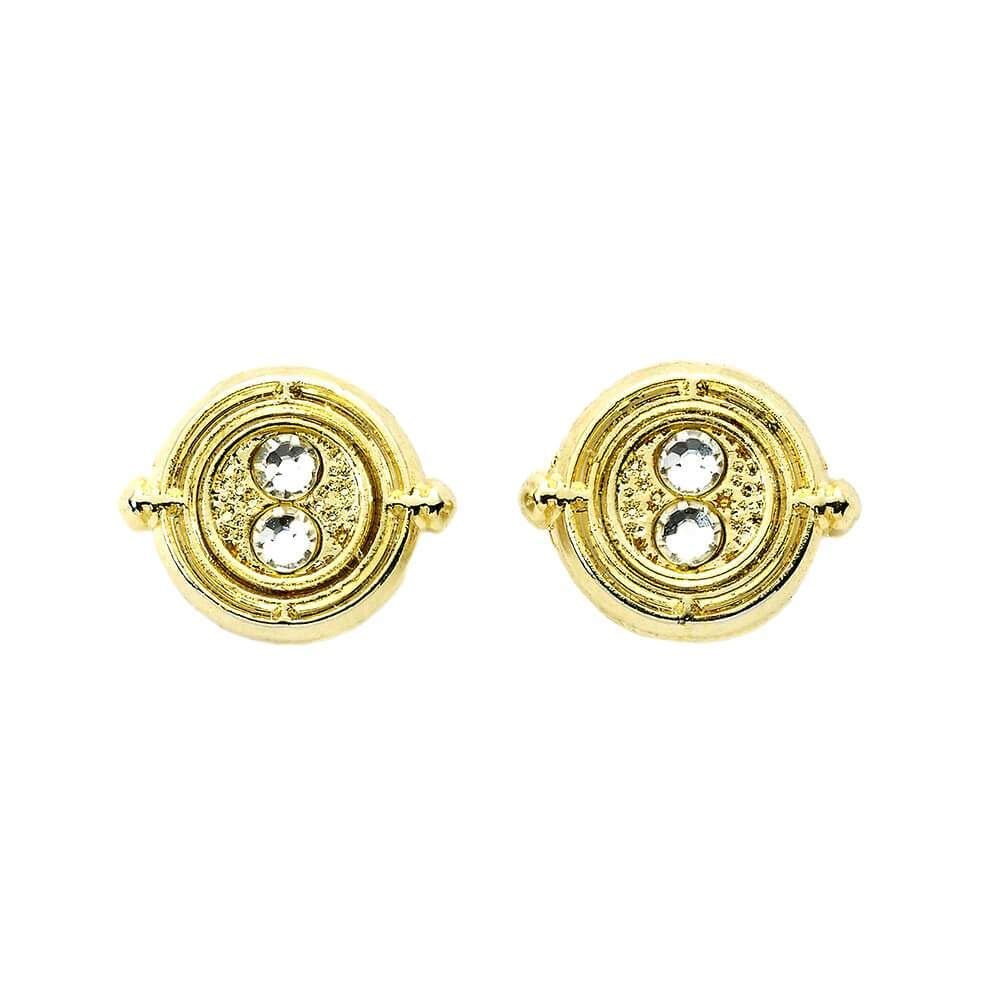 The Carat ShopOfficial Harry Potter Time Turner Gold Plated Stud Earrings, One Size, Zinc, No Gemstone