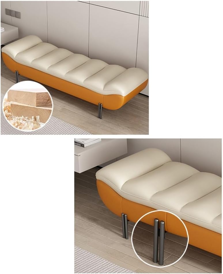 End Stool Light Luxury Bedside Bench Home High-end Master Bedroom Bedside Clothes Bench Long Sofa Bench Long Bench(Orange)