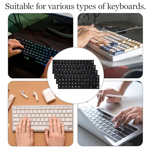 4PCS Stickers de Teclado Universal en Inglés Negro miniatura 3