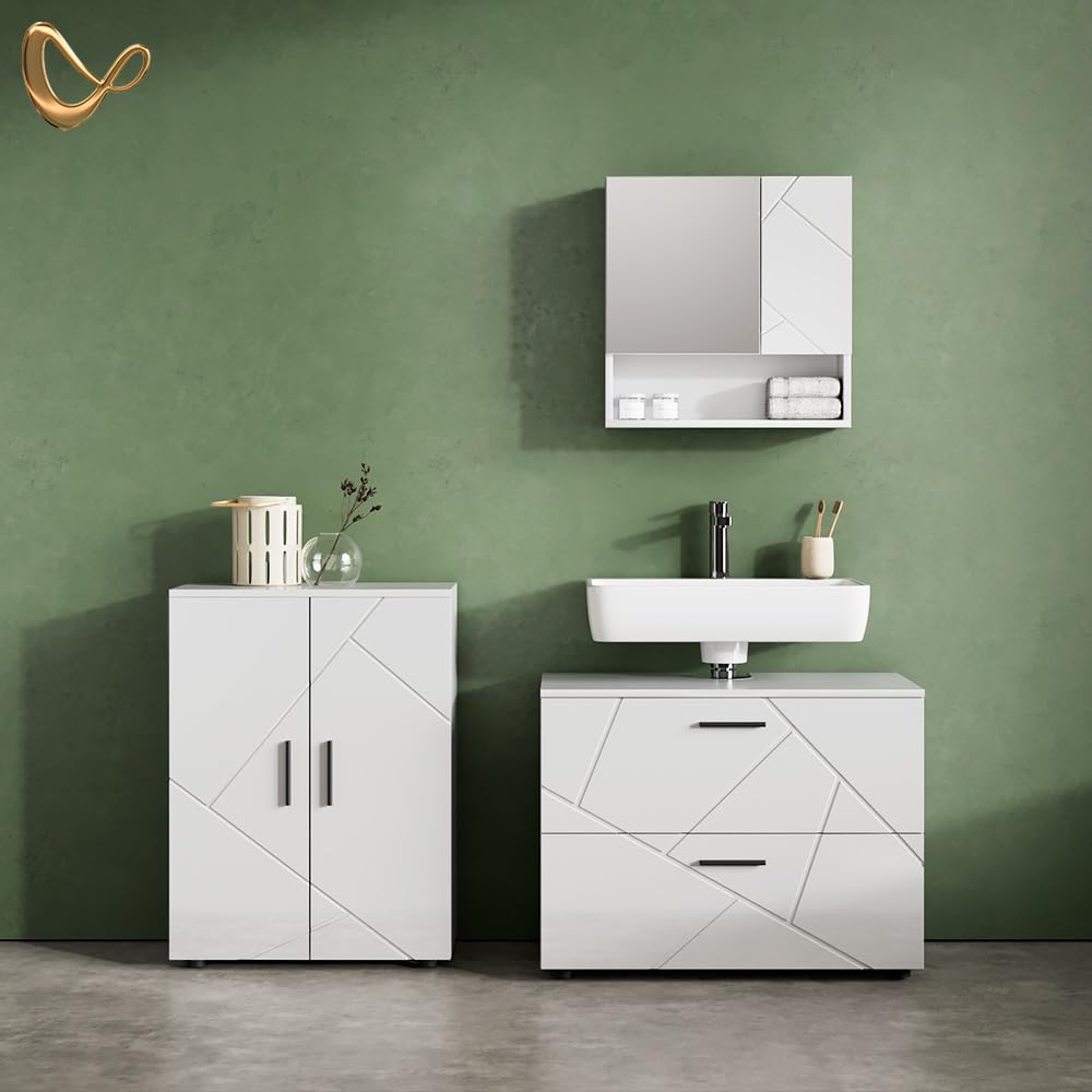 Livinity Midischrank Ronco, Weiß Hochglanz, 60 x 81 cm