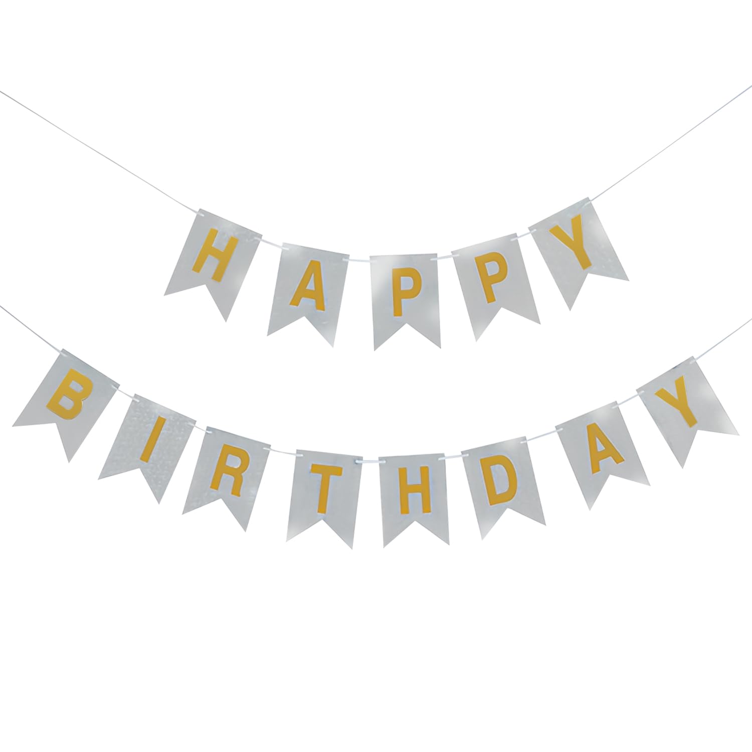 Silberne Happy Birthday Girlande, Dekorationen für Geburtsta