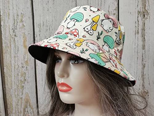Mushrooms Bucket Hat For Women Girl, Dusty Pink Fisherman Outdoor Summer Travel Beach Caps, Packable Reversible Printed Sun Hats #TOP5