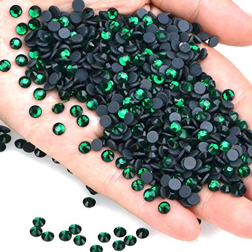 Image of 1000 Pieces Hot Fix Glass Flatback Rhinestones HotFix Round Crystal Gems (Emerald, SS20)