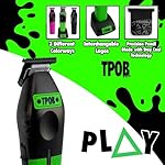 TPOB Play Barber Hair Clippers Trimmer for Men 7000 RPM with Pencil Blade Rubber Green/Black/Pink Grips (Black w/Grips) - Image 3