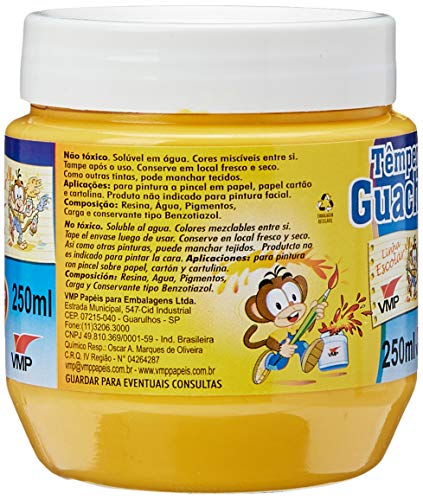 Guache 250Ml Cor Unica 6Un Amarelo Ouro