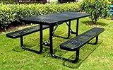 LifeYard Heavy Duty 6' Rectangular Picnic Table, Expanded Metal, Black (72' Long)