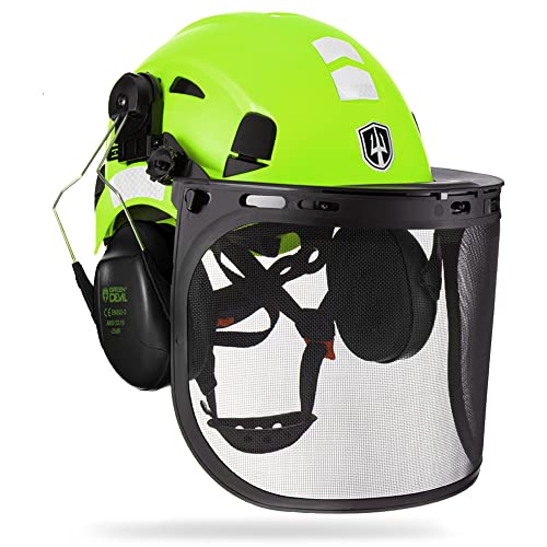 GREEN DEVIL - GREEN DEVIL Forestry Safety Helmet Chainsaw Helmet with Face Shield and Ear Muffs 3 in 1 Forestry Hard Hat - -20%