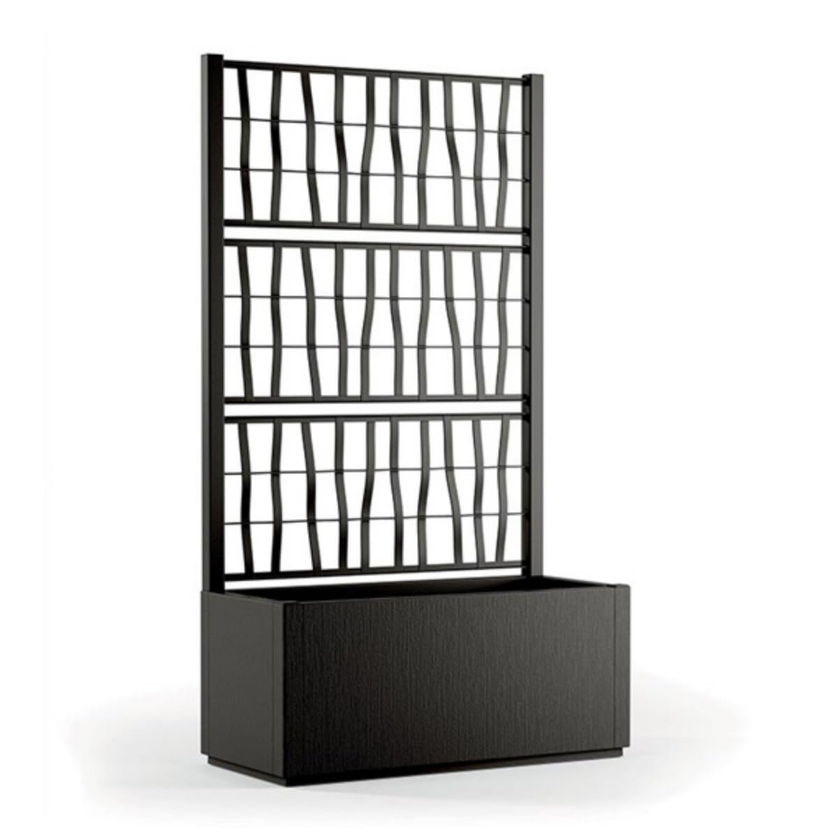 Tomaino - Jardinera con enrejado de plástico, separación de malla para plantas trepadoras para el exterior, terraza, jardín 80x36x140 h cm (Jardinera con enrejado, Negro)