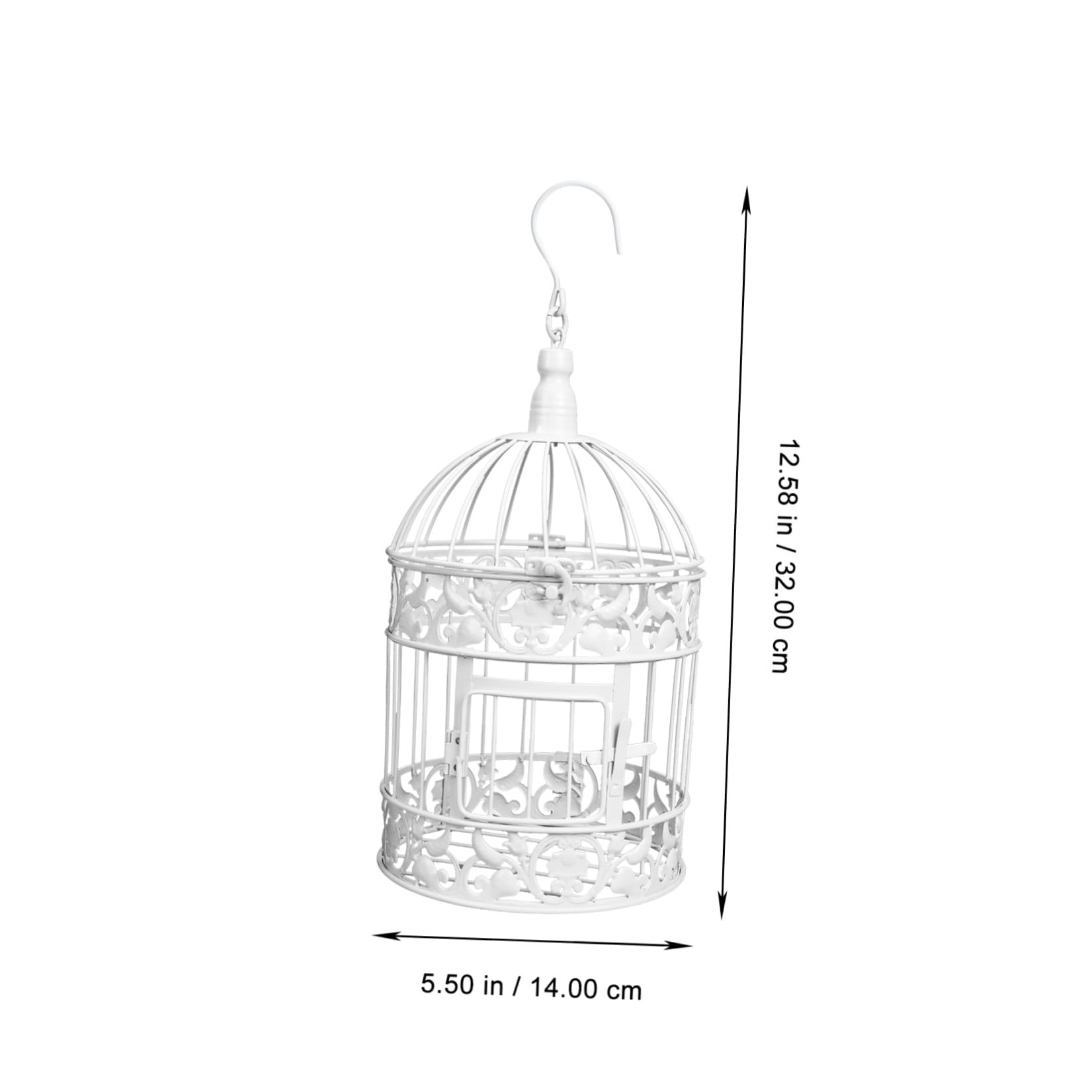 Decorazione a Gabbia per Uccelli in Ferro Stile Europeo Bianca 14x14x32 Cm per Feste Matrimonio Ornamento da Scrivania Espositore Bomboniere Decorazione Vetrina Elegante