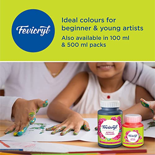 Image of Fevicryl Acrylic Colour (Black, 1litre) for Art and Craft Paint, Canvas, Wood, Leather, Earthenware, Metal