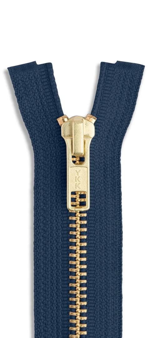 YKK Reißverschluss, 2-Wege Teilbar, 85 Cm – Metallzähne, Schokobraun (Breite 2,9 Cm, Messingfarben)