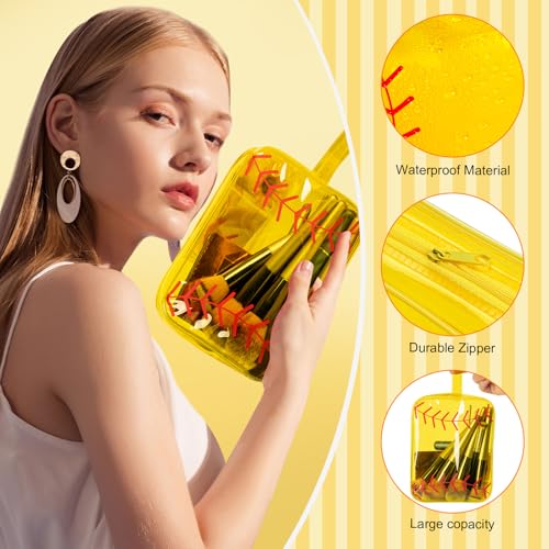 24 Pcs Softball Team Gifts Cosmetic Bags PVC Clear Waterproof Makeup Organizer 7 x 5.5 x 1.8 '' Travel Toiletry Zippered Pouch for Women Coach Party Favors Sport Accessories3