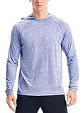 Zengjo Workout Hoodie Lightweight Dry Fit Long Sleeve Hooded Shirts for Men Running Gym Athletic Performance UV Protection(32-Purple Heather,S)