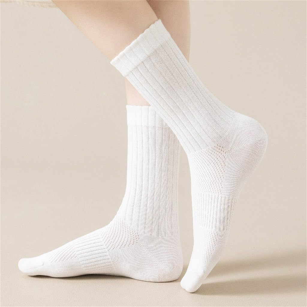 JSEIAJB Widened Loose Necked Socks Medium Tube Cotton Mesh Socks