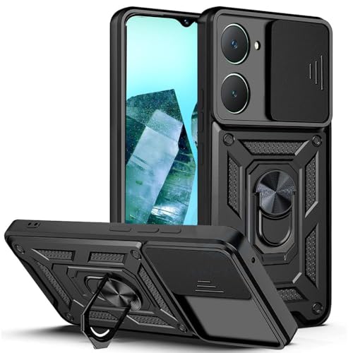 Image of AIBEX Back Cover for iQOO Z9 Lite /Vivo Y28S 5G / Vivo T3 Lite /Vivo Y18 / Vivo Y18e / Vivo Y18i / Vivo Y18t | D10 Tough Armor Case | Sliding Camera Shield | 360 Protection | Kickstand Holder