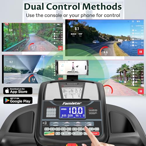 Image of Home Folding Treadmill, Treadmill with 15% Incline for Home, 4.5HP Running Machine, App Control, 64 Programs, Max 10MPH Speed, 300 lbs User Capacity