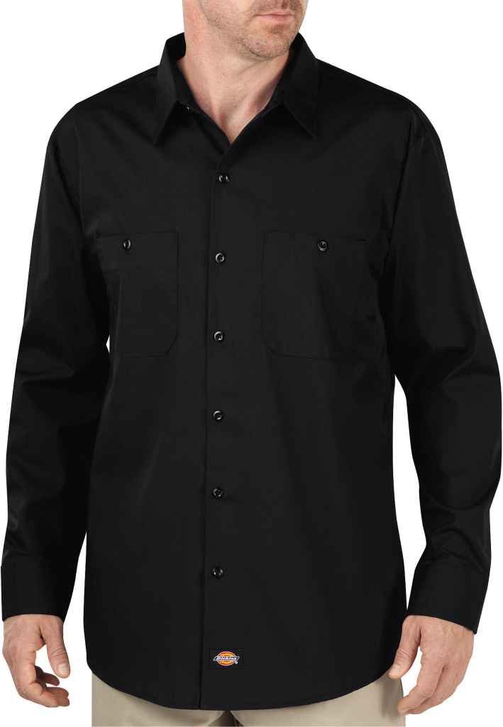 DickiesLL516BK2X LL516 Long Sleeve Premium Performance Shirt, Fabric, 2XL, Black