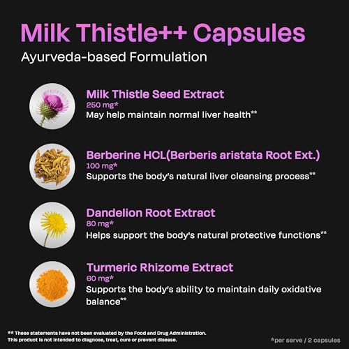 Image of Milk Thistle ++ 180 Capsules | Elite Formula | Daily Wellness Support | Veg Capsules | Gluten-Free | Additive-Free | Plant-Based| 500 mg actives per serve