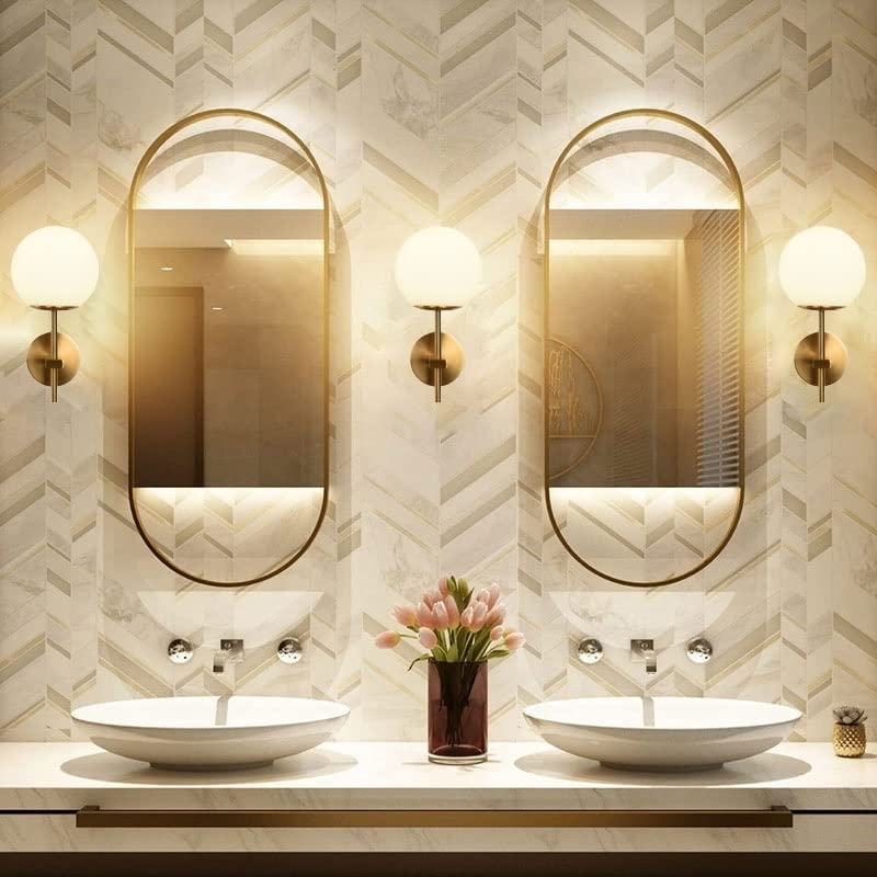 KEFA Draadloze Globe Wandlamp/Plafondlamp, Goud/Wit Batterij Operated Wandkandelaar, Niet-bedraad Dimbare Timer Maan Lamp Muur voor Badkamer Woonkamer Slaapkamer Vanity Loft Armatuur Decor KEFA Draadloze Globe Wandlamp/Plafondlamp, Goud/Wit Batterij Operated Wandkandelaar, Niet-bedraad Dimbare Timer Maan Lamp Muur voor Badkamer Woonkamer Slaapkamer Vanity Loft Armatuur Decor