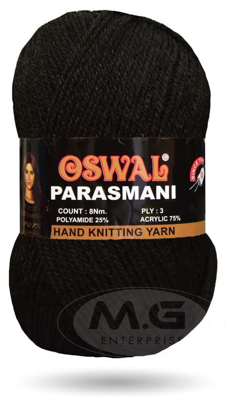 Image of M.G ENTERPRISE 3 Ply Knitting Yarn Wool, Black 100 GMS Best Used with Knitting Needles, Crochet Needles Wool Yarn for Knitting.-GQ Art-EGI