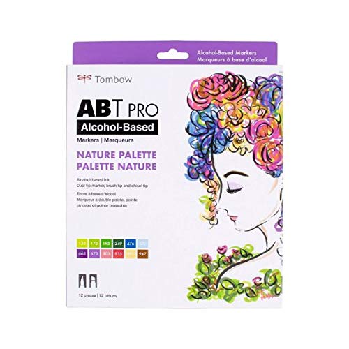 Tombow 56965 ABT PRO Alcohol Markers, Nature Palette, Set of 12 Colors -  Dual Tip, Permanent Art Markers Feature Chisel and Brush Tips Perfect for  ...