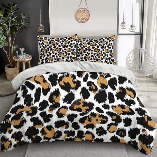 Parure de lit Housse Couette avec Fermetures éclair 140x200 Léopard