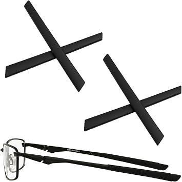 2 Pairs Replacement Earsocks Rubber Temple Sleeve for Oakley Bottle Rocket 4.0 OX3009 4.1 OX3010/Bottle Rocket 2.0 OX3007 2.1 OX3008 Eyeglasses Frame, Black Ear Sleeves