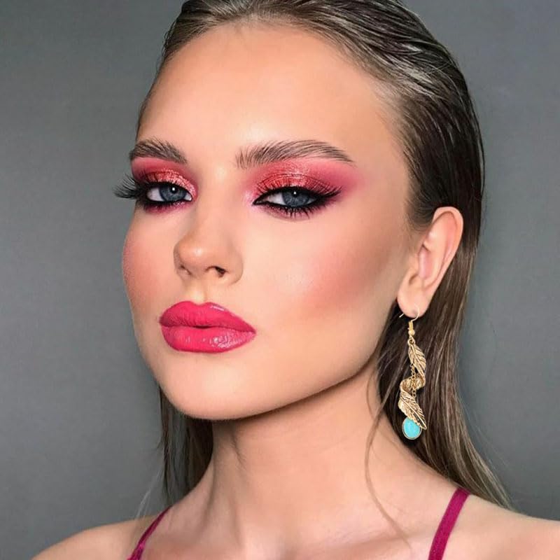 Turquoise Feather Earrings For Men Women Dangle Drop Cute Aesthetic Boho Goth Vintage Feather Leaf Earrings Indian Native Feather Turquoise Earrings Dangling Jewelry Gifts3