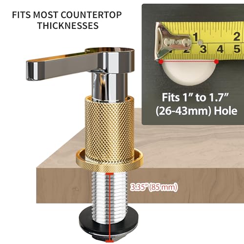 TYESTAND SD-80 All Brass Sink Soap Dispenser for Kitchen Sink Copper Pump Built in Dish Soap Dispenser with 17.6 oz(520ml) Bottle and 59"(1.5m) Extension Tube Kit (Chrome) by TYESTAND - Image 4