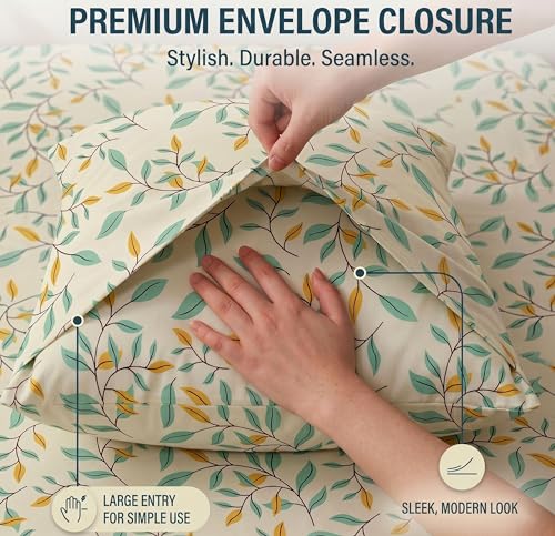 Image of VAS COLLECTIONS Cotton Pillow Cover Set of 2 (17x27 Inches) | Ultra Soft Breathable Pillow Cases for Bed | Skin Friendly, Fade Resistant & Comfortable Pillow Covers for Bedroom Decor (Lemon)