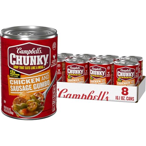 Campbell’s Chunky Soup, Chicken and Sausage Gumbo, 16.1 oz Can (Case of 8)