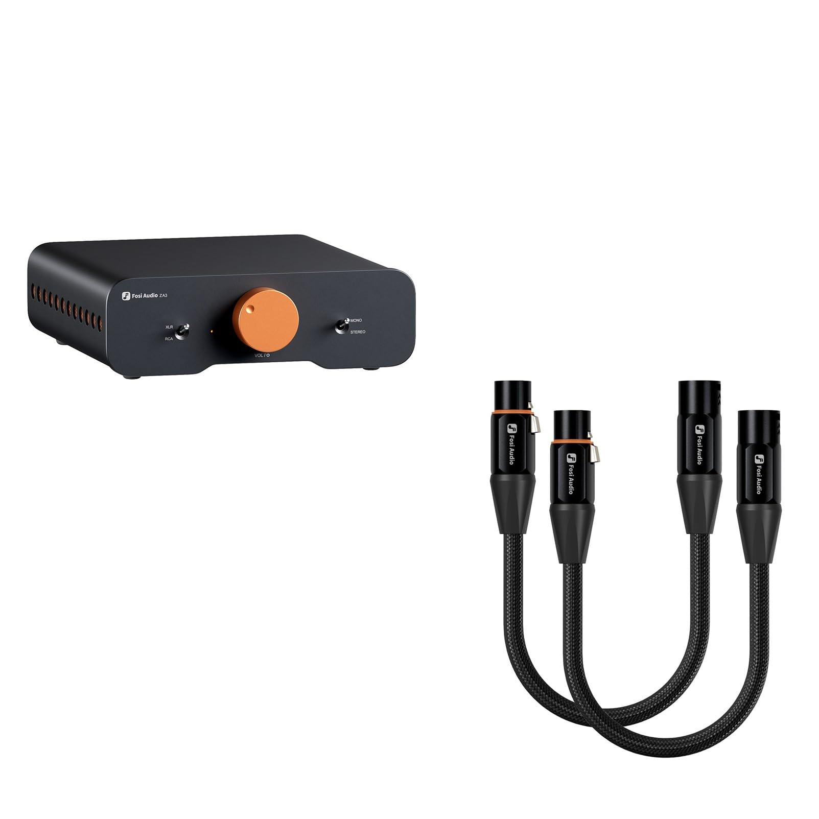 Fosi Audio ZA3 Stereo/Mono HiFi Verstärker und XLR Kabel 1ft, 2 Pack Kabel im Bundle