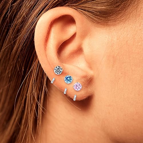 GLLBTPT Small Huggie Half Hoop Earrings CZ Tiny Cartilage Hypoallergenic Stud Earrings for Women Teen Girls (blue)4
