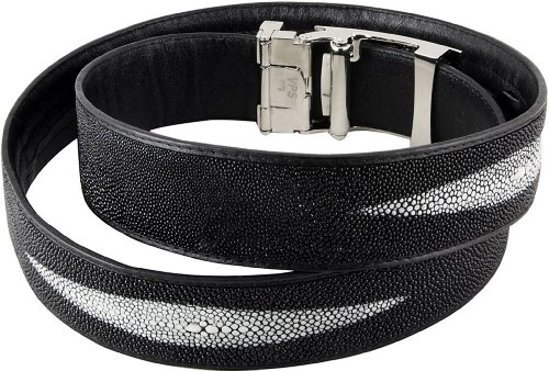 Genuine stingray leather belt Black 48" (122 cm.) Premium Product from Thailand2