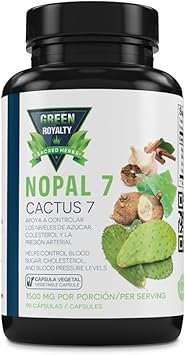 Nopal 7 Cactus Capsules Herbal Blend with Aloe Vera, Cinnamon, Black Garlic & More 1500mg per Serving 90 Vegetable Capsules Caffeine-Free, Sugar-Free