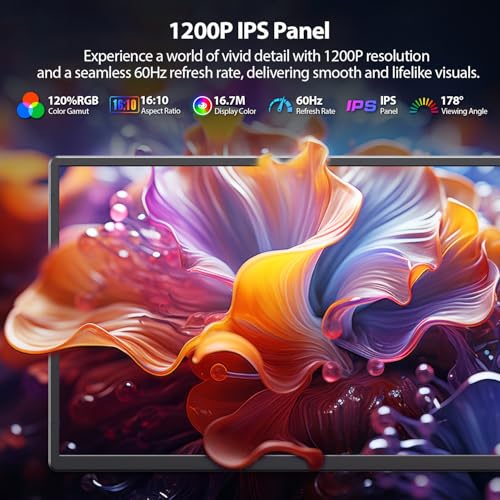 Image of 16.2'' Portable Monitor FHD 1200P USB-C /HDMI with Retractable Stand & Speakers, Ultra-Slim Computer Display HDR Eye Care Laptop Screen Plug-Play, External Monitor for MAC PC Phone PS4 Xbox