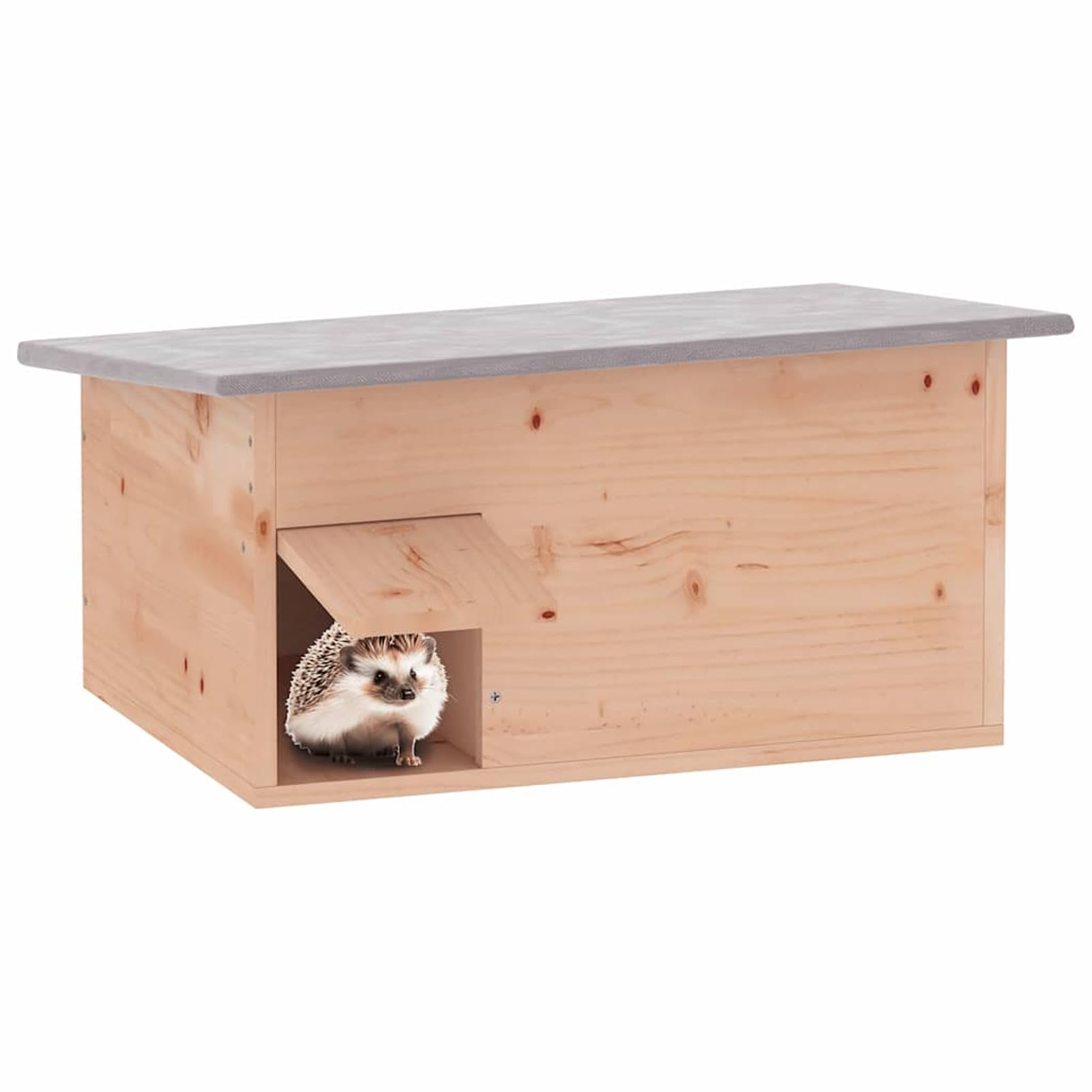 Gecheer Casetta per Ricci, rifugio in Legno con Ingresso a Labirinto e Tetto Impermeabile, 45x33x22 cm, Abete Cinese, mangiatoia e Tana per ibernazione for Animali Selvatici
