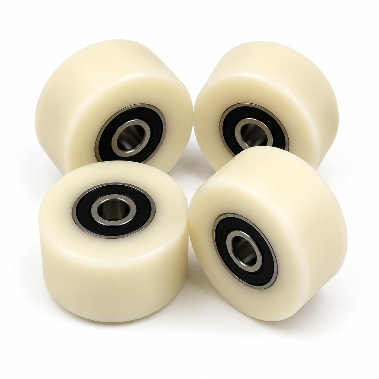 Lot de 4 Roues Polyamide Nylon Ø40x20mm avec Roulements à Billes – Roulettes Haute Résistance jusqu’à 40 kg par Roue – Galets pour Backstand, Belt Grinder, Machines & Convoyeurs – Alésage 8mm