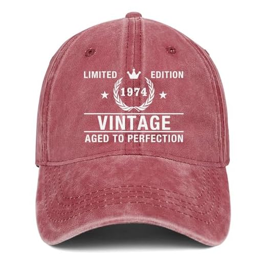 50th Birthday Gifts for Women Men Hats Vintage 1974 Red Baseball Cap