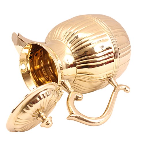 Image of INDIAN ART VILLA Brass Barrel Design Carafes with Lid, 1250 ml for Storage & Serving Water - Home Decor Gold Accent