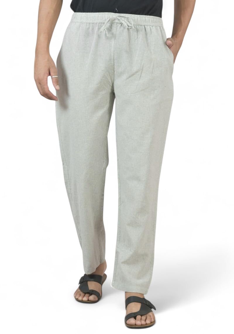 qashida Men’s Formal Cotton-Linen Trousers, Waist with Drawstring, Formal & Lounge Wear-picture-12