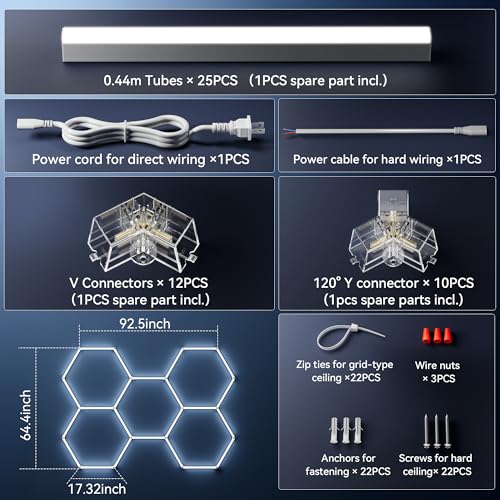 modern hexagon garage lights25 pack 216w 25920lm high brightness hexagon garage led lights for garage shopping mall workshop and car detailing shop etc   