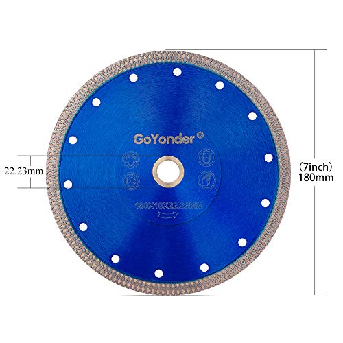 Goyonder Diamond Blade 7 Inch Super Thin Diamond Saw Blade, Tile Blades 7" For Cutting Porcelain Tiles, Granite Marble Ceramics (7"-Blue) #TOP3