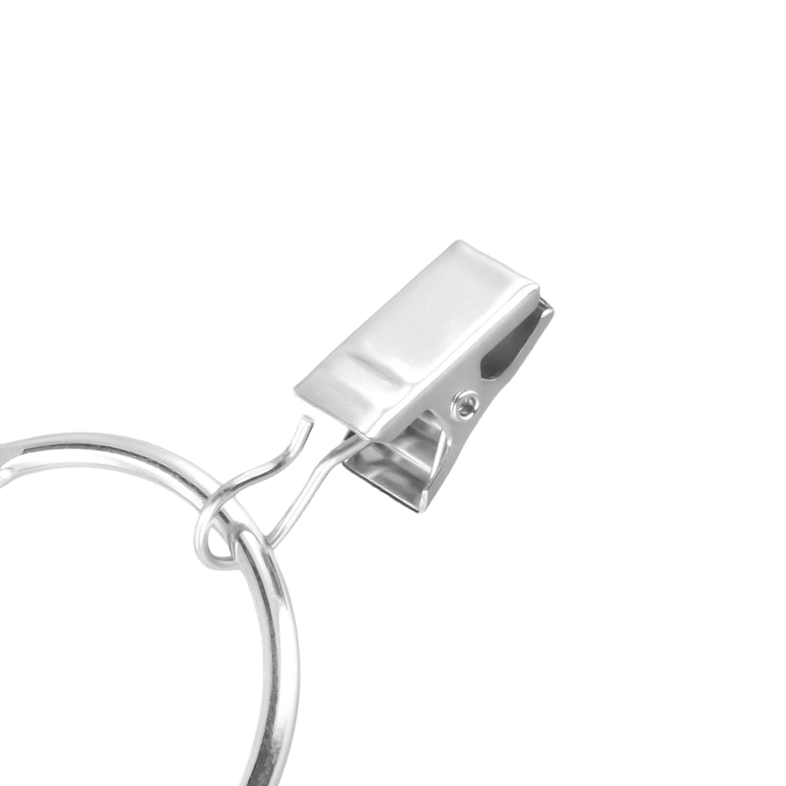 Lot de 80 anneaux de rideaux argentés de 3,8 cm avec clips, anneaux de tringle à rideaux ouverts en métal avec crochets, crochets antirouille pour chambre à coucher, salon, salle de bain