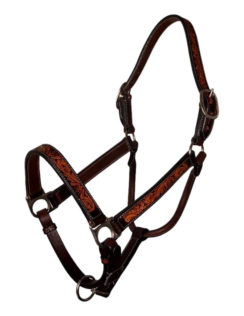 Professionals Choice Black Floral Leather Halter