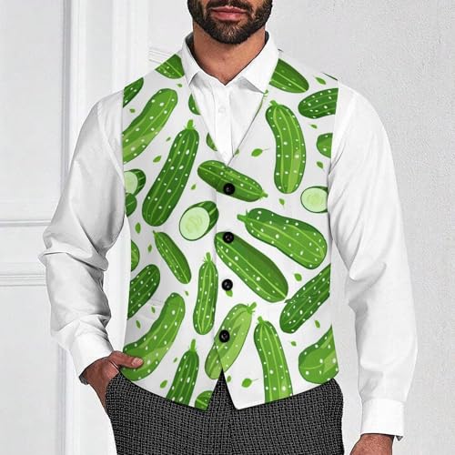 Pickle Cucumbers Novelty Men's Suit Vest Casual Formal Dress Vests Business Waistcoat2