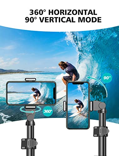 Image of CIRYCASE Selfie Stick Tripod with Light, 170 cm Reinforced, Bluetooth, Multi-Functional, for iPhone and All Smartphones, Travel and Vlogging (Black 67 inches with Camera Stand)